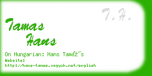 tamas hans business card